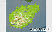 Physical Map of Hainan, darken