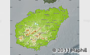 Physical Map of Hainan, darken, semi-desaturated