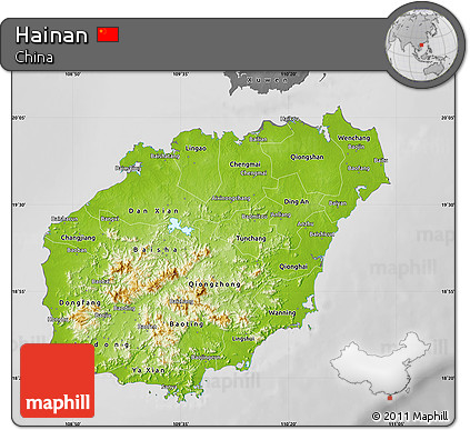 Physical Map of Hainan, desaturated