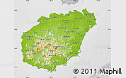Physical Map of Hainan, lighten, desaturated