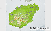 Physical Map of Hainan, lighten, semi-desaturated