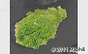Satellite Map of Hainan, darken, desaturated