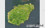 Satellite Map of Hainan, darken, semi-desaturated
