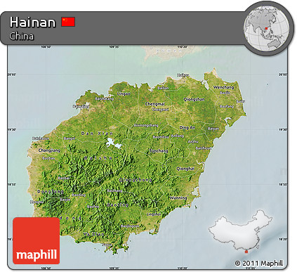 Satellite Map of Hainan, lighten