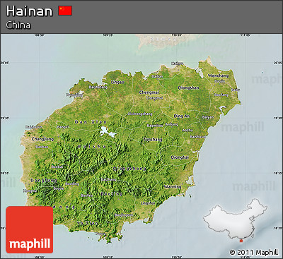 Satellite Map of Hainan, lighten