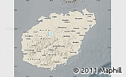 Shaded Relief Map of Hainan, darken, semi-desaturated