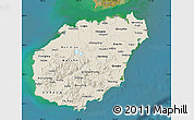 Shaded Relief Map of Hainan, satellite outside