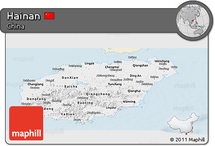 Classic Style Panoramic Map of Hainan, single color outside