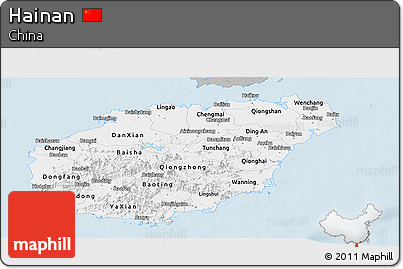 Gray Panoramic Map of Hainan