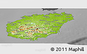 Physical Panoramic Map of Hainan, darken, desaturated