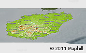 Physical Panoramic Map of Hainan, darken, semi-desaturated