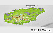 Physical Panoramic Map of Hainan, desaturated