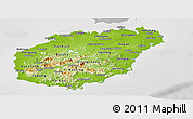 Physical Panoramic Map of Hainan, lighten, desaturated