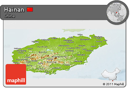 Physical Panoramic Map of Hainan, lighten