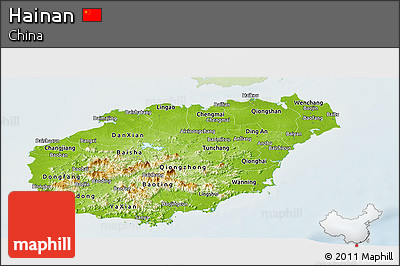 Physical Panoramic Map of Hainan, lighten