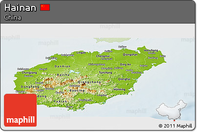 Physical Panoramic Map of Hainan, lighten