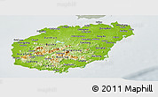 Physical Panoramic Map of Hainan, lighten, semi-desaturated