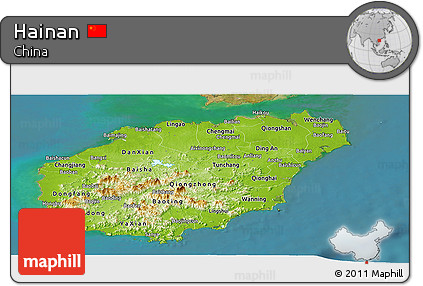Physical Panoramic Map of Hainan, satellite outside