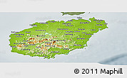 Physical Panoramic Map of Hainan, semi-desaturated