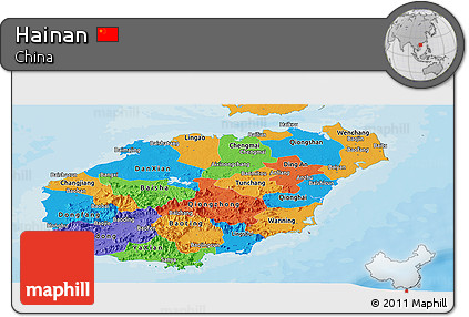Political Panoramic Map of Hainan