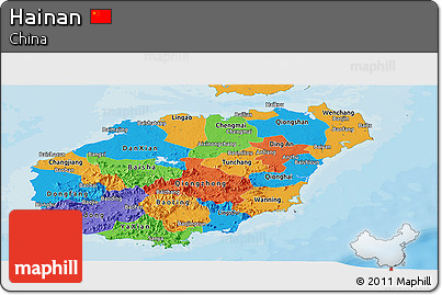 Political Panoramic Map of Hainan