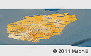 Political Shades Panoramic Map of Hainan, darken