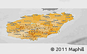 Political Shades Panoramic Map of Hainan, desaturated