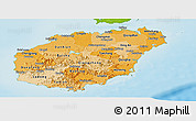 Political Shades Panoramic Map of Hainan, physical outside