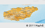 Political Shades Panoramic Map of Hainan, shaded relief outside