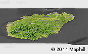 Satellite Panoramic Map of Hainan, darken, desaturated