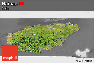 Satellite Panoramic Map of Hainan, desaturated