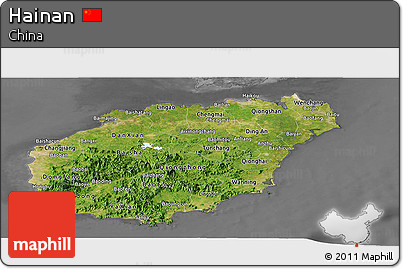 Satellite Panoramic Map of Hainan, desaturated