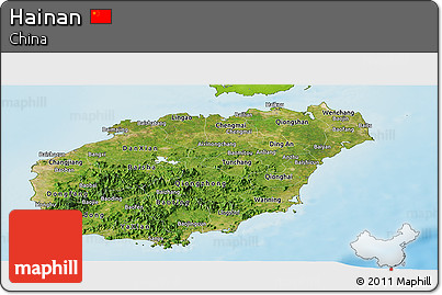 Satellite Panoramic Map of Hainan, physical outside