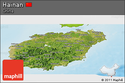 Satellite Panoramic Map of Hainan, physical outside