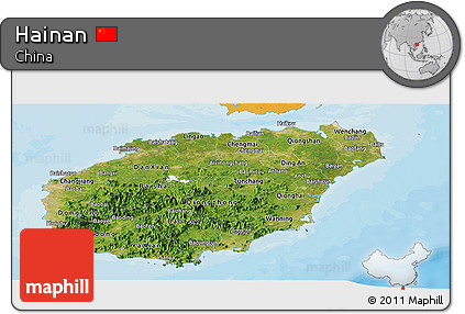 Satellite Panoramic Map of Hainan, political outside