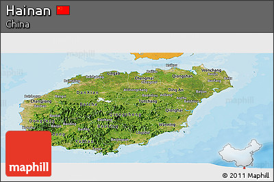 Satellite Panoramic Map of Hainan, political outside