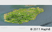 Satellite Panoramic Map of Hainan, semi-desaturated