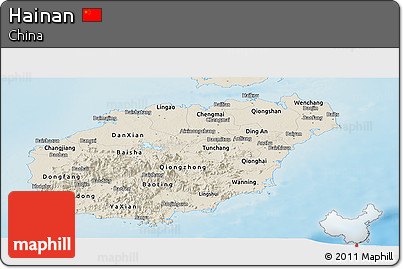 Shaded Relief Panoramic Map of Hainan