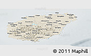 Shaded Relief Panoramic Map of Hainan, lighten, semi-desaturated