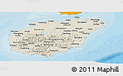 Shaded Relief Panoramic Map of Hainan, political outside