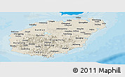 Shaded Relief Panoramic Map of Hainan, political shades outside