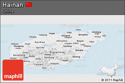 Silver Style Panoramic Map of Hainan