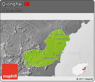 Physical 3D Map of Qionghai, desaturated