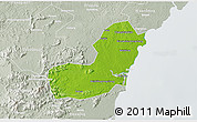 Physical 3D Map of Qionghai, lighten, semi-desaturated