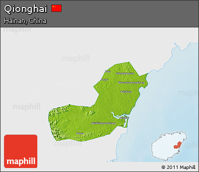 Physical 3D Map of Qionghai, single color outside