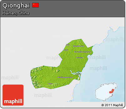 Physical 3D Map of Qionghai, single color outside
