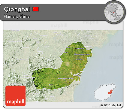 Satellite 3D Map of Qionghai, lighten