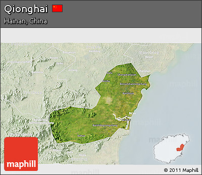 Satellite 3D Map of Qionghai, lighten