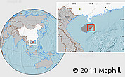 Gray Location Map of Qionghai, highlighted country, highlighted parent region, hill shading