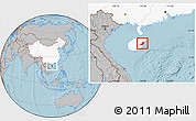 Gray Location Map of Qionghai, highlighted country, hill shading